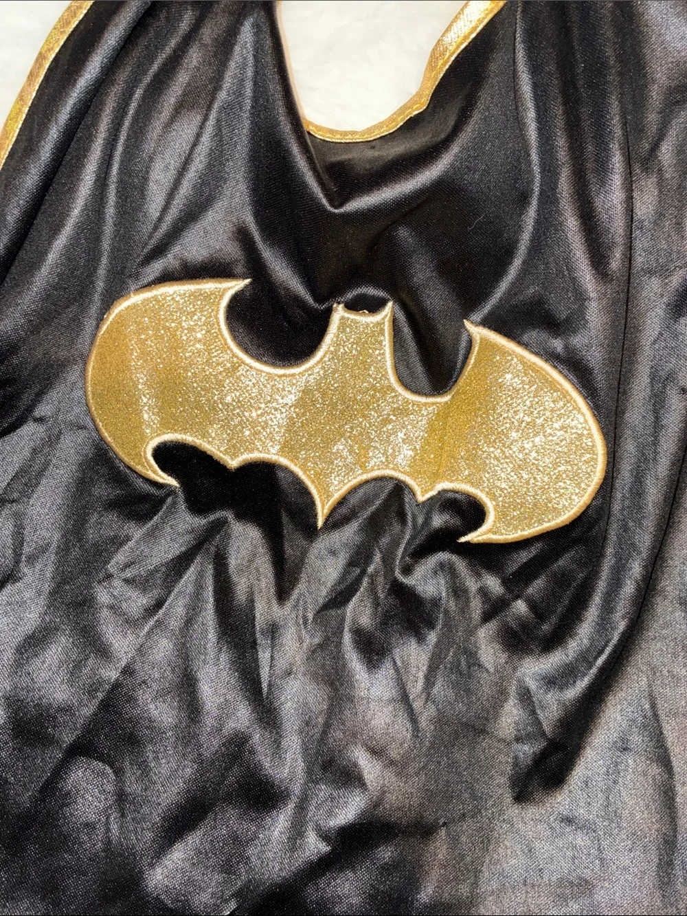 Batman Black and Gold Cape with Sparkle Bat Emblem